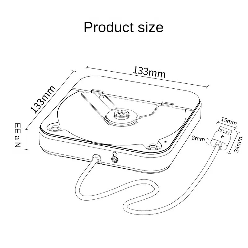 Woopker CD Player KC-606 External Car Player with USB/AUX Lossless Connection Portable CD Player Is