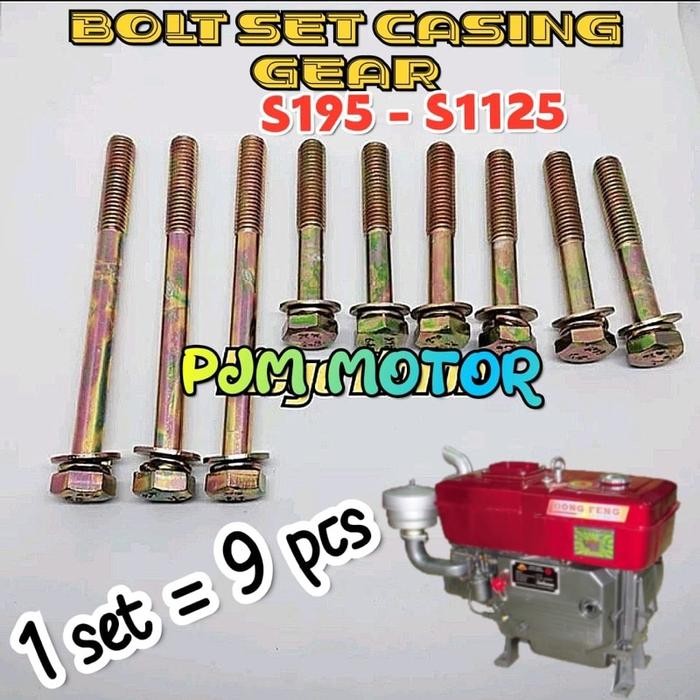 *#*#*#] Bolt set casing gear baut Komplit tutup samping kap engkol mesin diesel pengerak s195 s1100