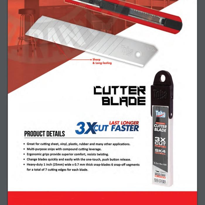 

Cutter Blade - Refill Pisau Cutter - 0,5X18X100 Mm - Toho