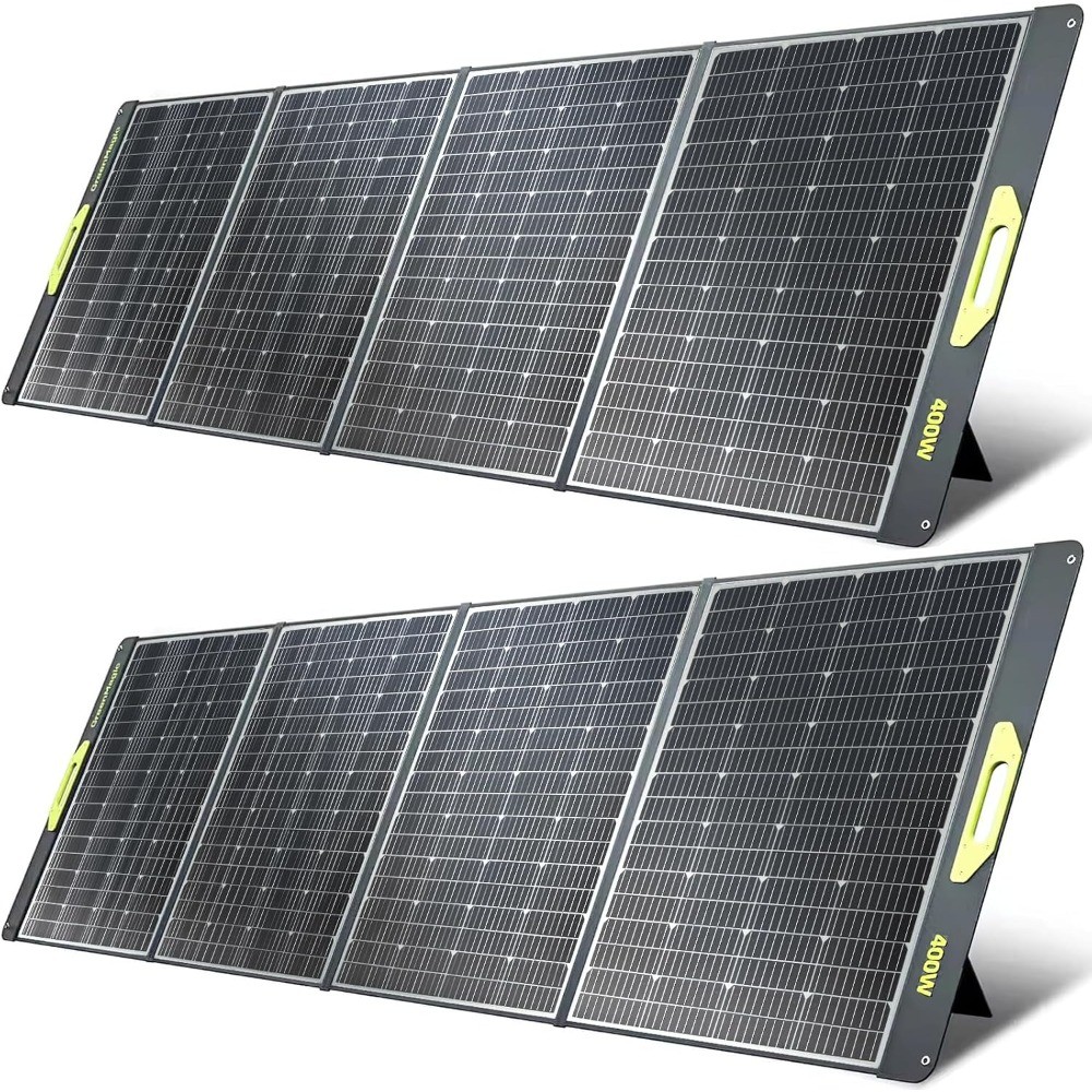 800W Portable Solar Panel, 2pcs 400W Portable Solar Panels 39V, 23% Efficiency Foldable IP67