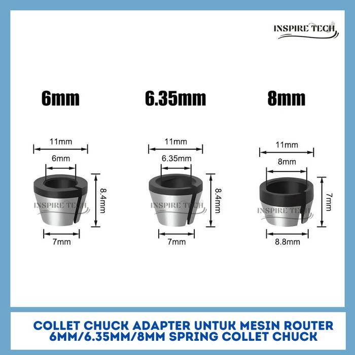 Adapter Collet Chuck Untuk Mesin Router 6Mm Spring Collet Chuck