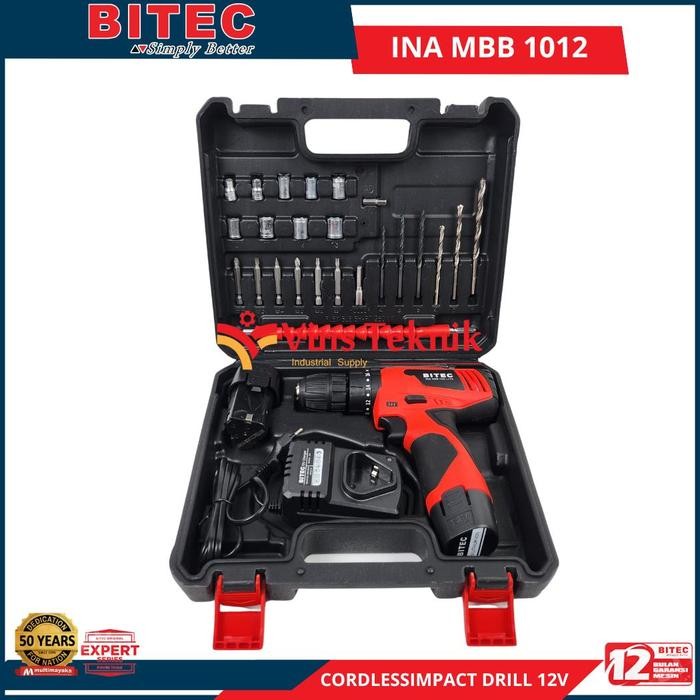 Mesin Bor Baterai 12V Cordless Impact Drill Bitec INA MBB 1012 MBB1012