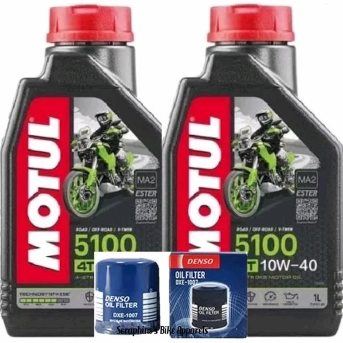 Paket Motul 5100 10W40 + Oli Denso Ninja 250Fi Z250Fi Versys Er6 Gratis Ongkir