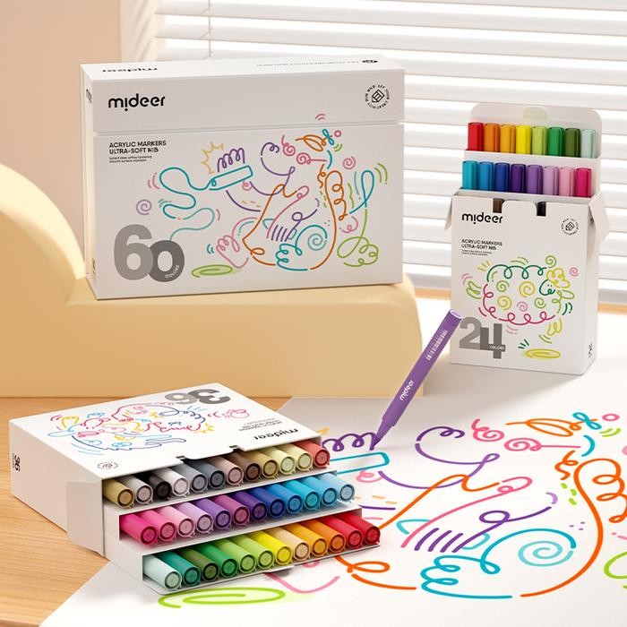 

Mideer Acrylic Markers Ultra-Soft Nib Set Kesenian Anak
