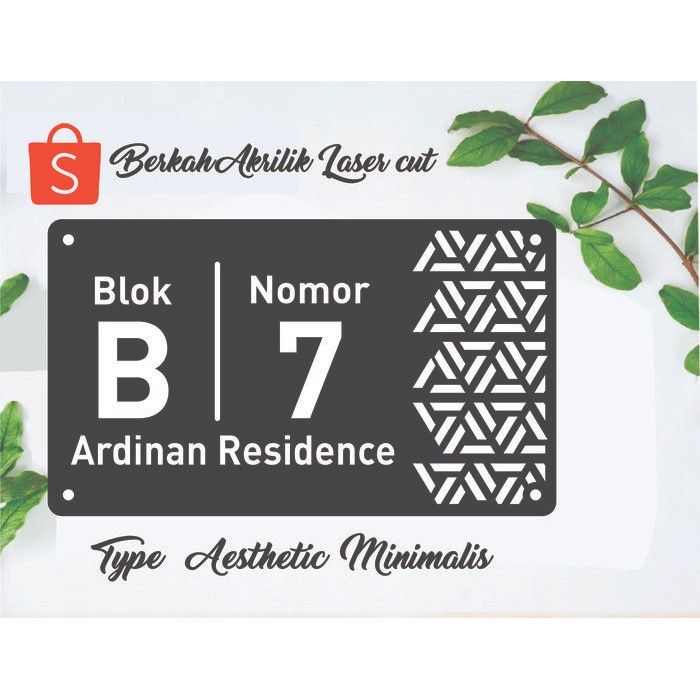 Papan NOMOR RUMAH No rumah acrylic akrilik type aesthetic minimalis
