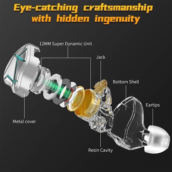 (Expert) IEM KZ ESX 10th Anniversary BassHead Earphone with Mic and Garansi