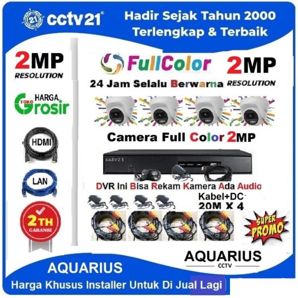 Paket 4 CCTV ColorVu 2MP AQUARIUS Full Color 24Jam Selalu Bwerwarna Harga Promo cctv21