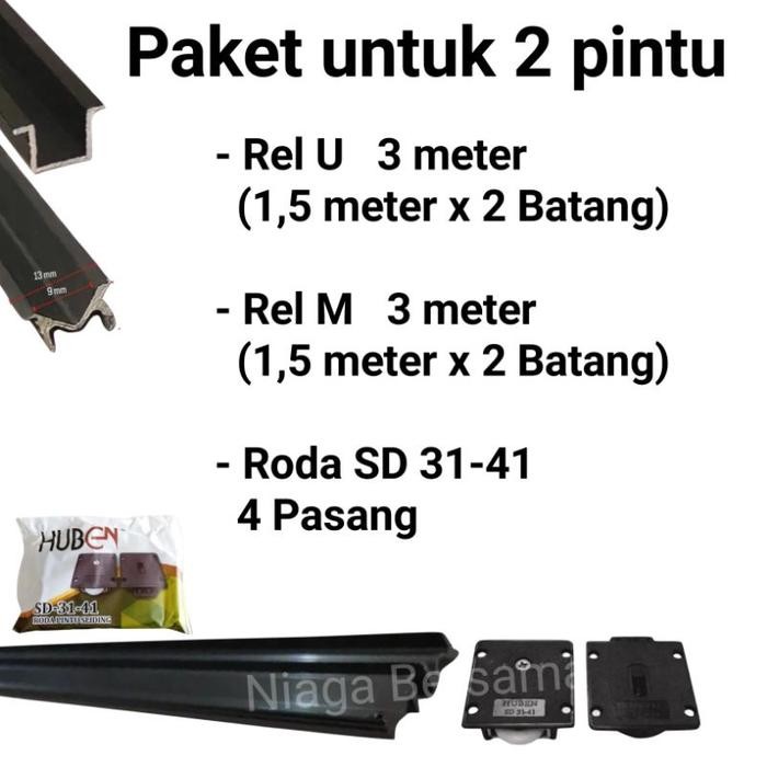 REL U DAN M RODA SLIDING HUBEN SD 31 41 SATU PAKET PINTU LEMARI