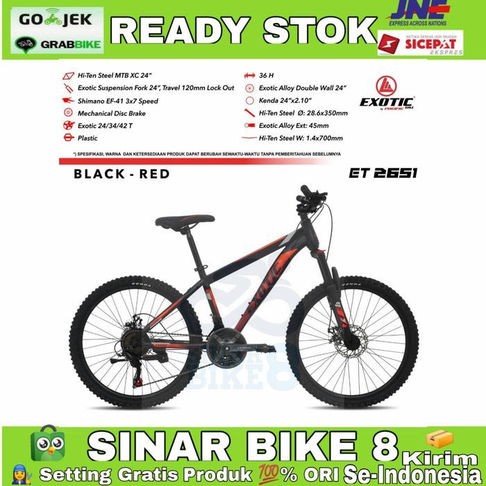 Sepeda Gunung 24 Inch MTB EXOTIC ET 2651 3x7 Speed Rem Cakram