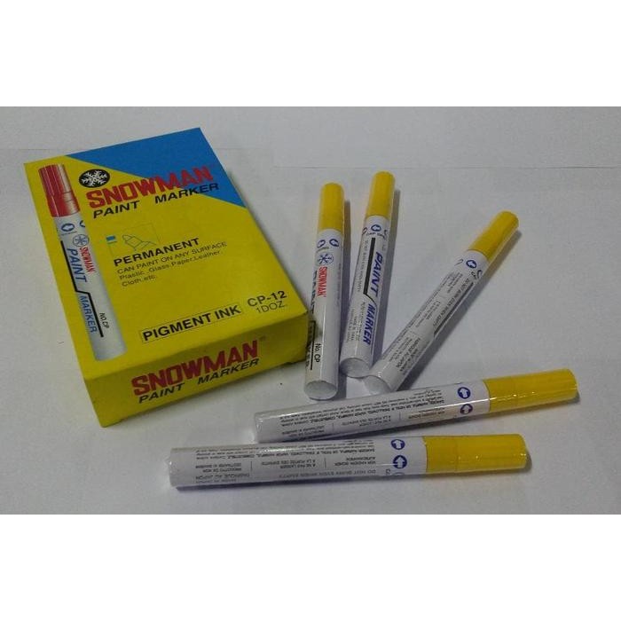 

Spidol Permanent Paint Marker Snowman Kuning Isi 12 Pcs