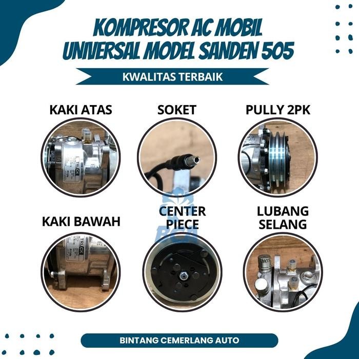 Compressor Kompresor Ac Mobil Sd505 Universal Model Sanden 505