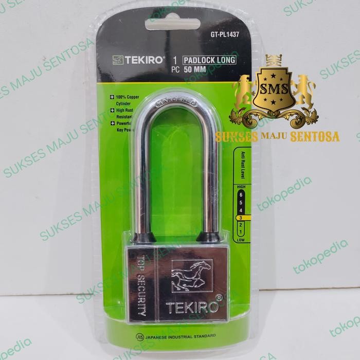 GEMBOK TEKIRO ANTI KARAT 50mm LEHER PANJANG/GEMBOK PAGAR RUKO GUDANG