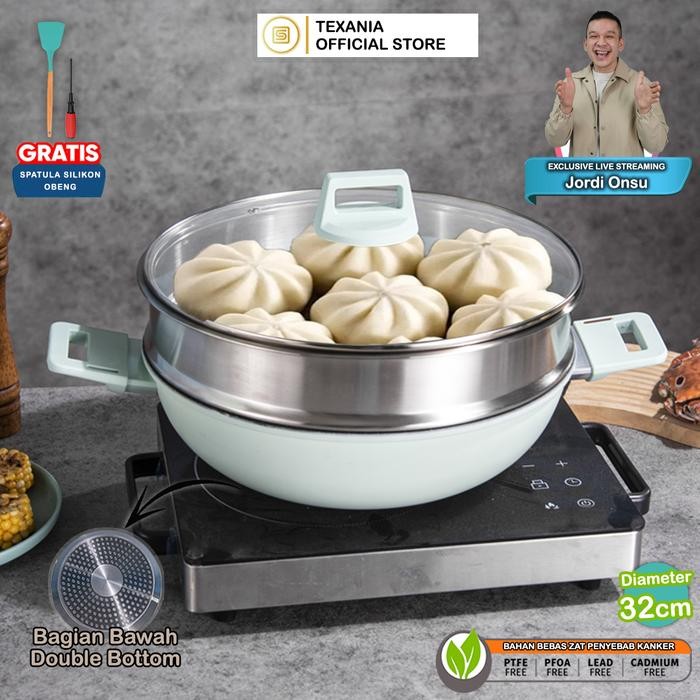 PREMIUM [EXCLUSIVE JORDI ONSU] TEXANIA Panci Kukus Serbaguna Bisa Jadi Wajan dan Kukusan - Bahan