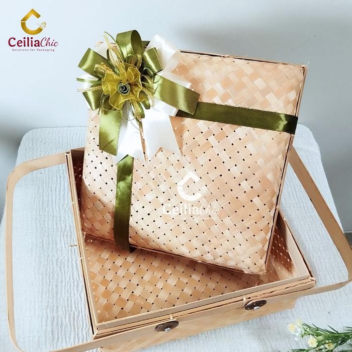 PREMIUM Keranjang Anyaman Bambu Kotak Hampers Sokase Besek Kaki Premium Tenong Tasyakuran Berkat