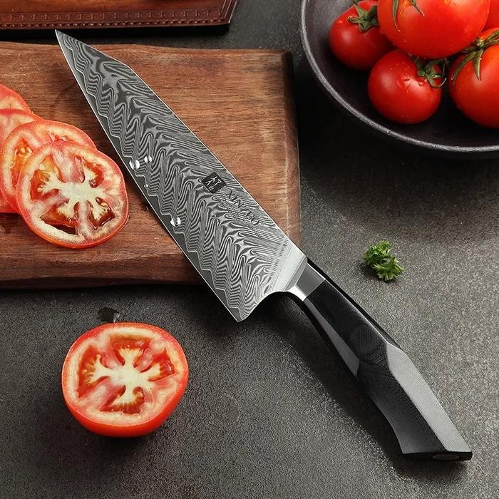 (Expert) XINZUO B32 Damascus Steel With Black G10 Handle - Pisau Dapur