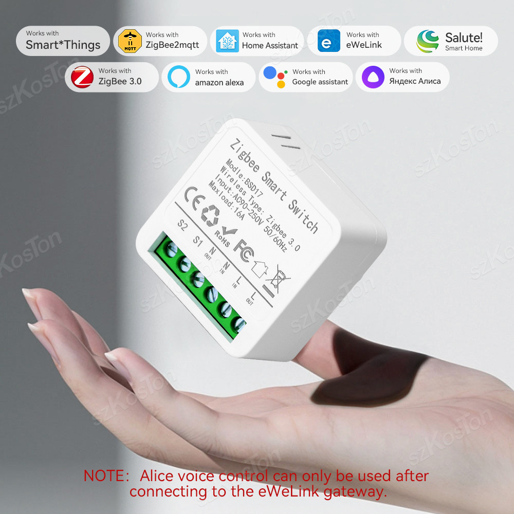 16A Mini Zigbee Smart Switch Ewelink Smart Home Diy Breaker Relay For Smartthings Alice Alexa Google