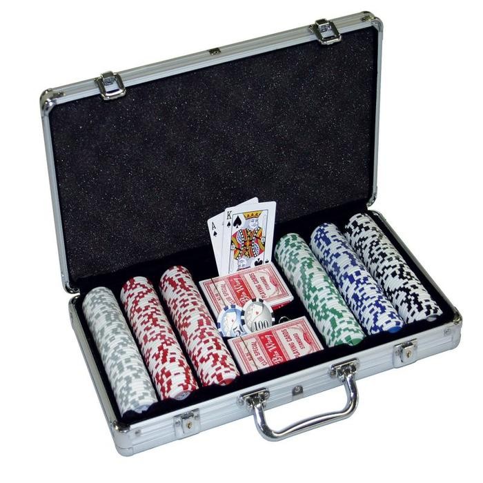 300pcs Poker Chip Set Mainan Chip Poker Texas Holdem Poker Set Chips Poker Dengan Alumunium Case