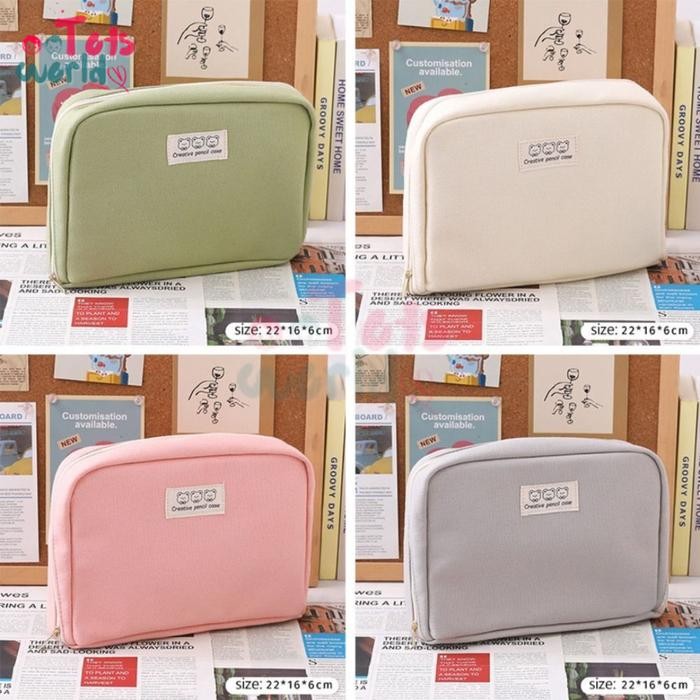 

Totsworld Tempat Pensil Kreatif Canvas Oxford Kapasitas Besar 4 warna Multifungsi