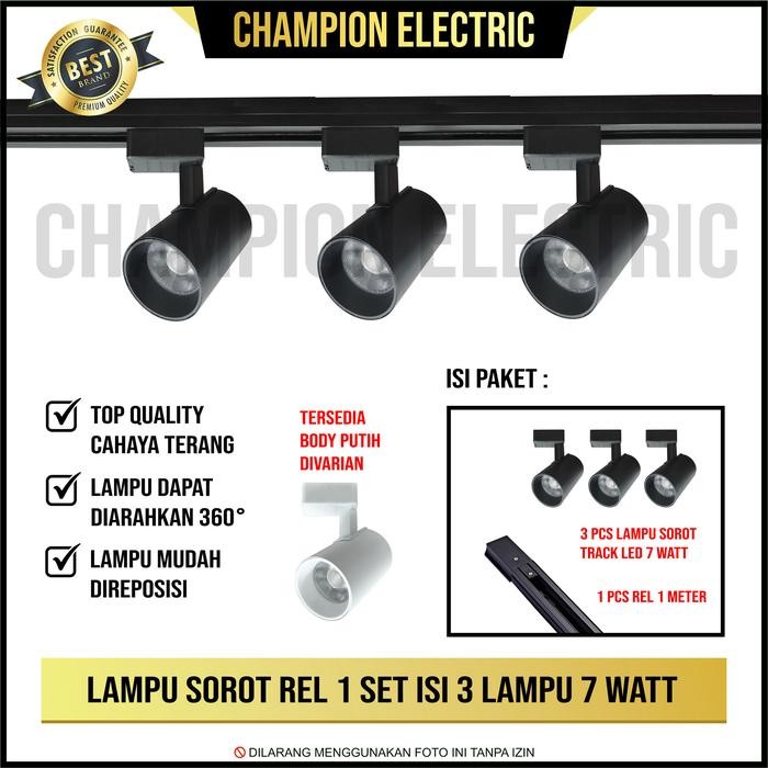 PAKET EKONOMIS ISI 3 LAMPU REL TRACK LED SOROT LAMPU SOROT LED JALUR SPOTLIGHT UNTUK RUMAH TOKO