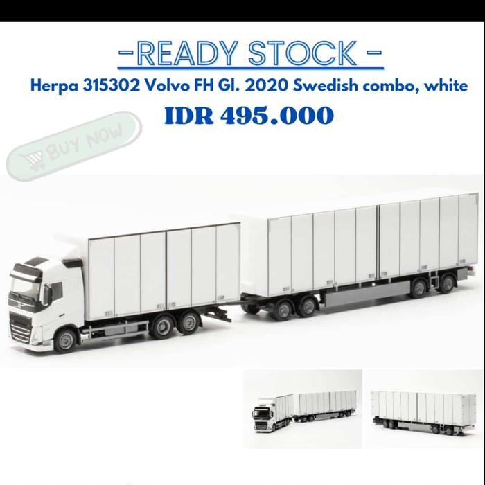 HERPA 315302 VOLVO FH GI. 2020 SWEDISH BOX TRUCK COMBI WHITE