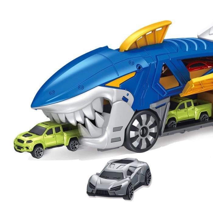 MAINAN ANAK TRACK MOBIL IKAN HIU CATAPULT SHARK DIECAST CONTAINER TRUCK MELUNCUR KADO PREMIUM