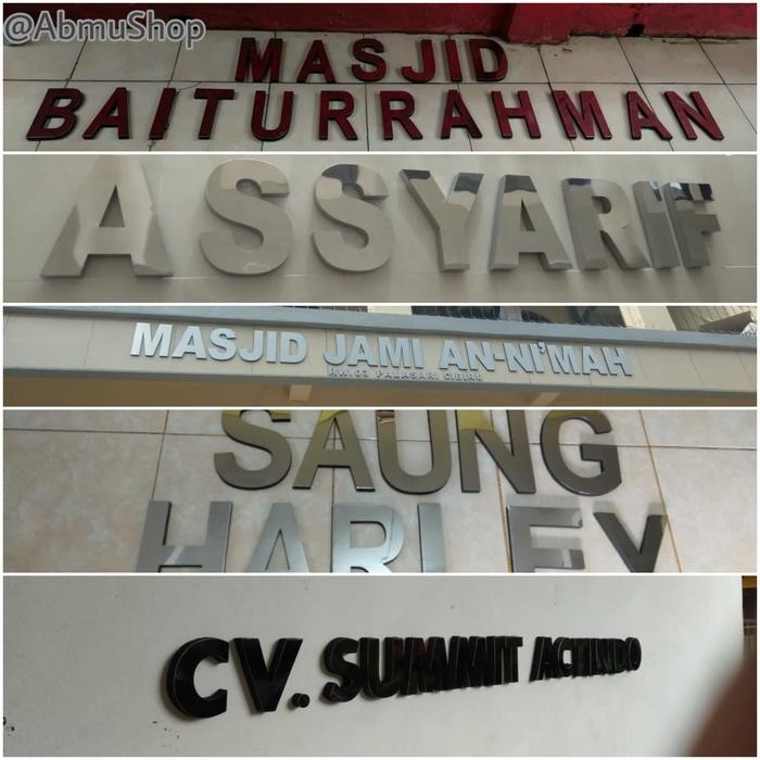 NOMER RUMAH HURUF TIMBUL A-Z / 0-9 STAINLESS STEEL-SPONS UKURAN 25 CM