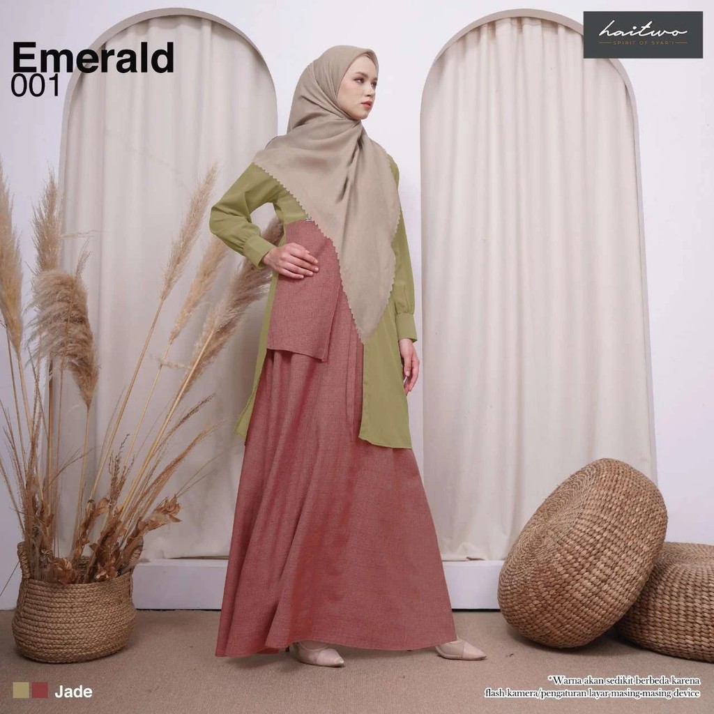 Serba Haitwo Gamis Emerald 001 Dress Set Hijab Rabella Premium