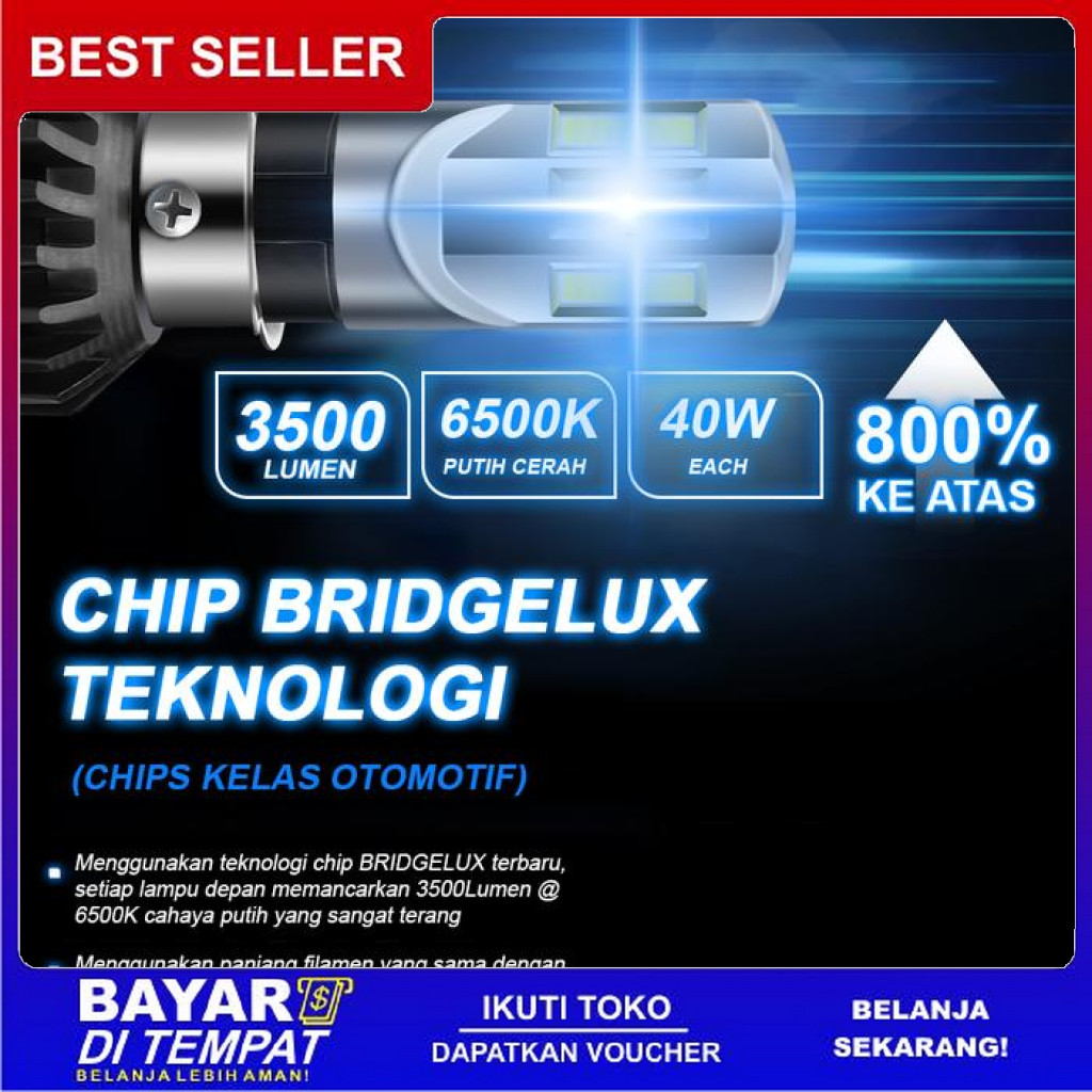 FREE ONGKIR LAMPU DEPAN LED MOBIL LAMPU MOBIL H4 LAMPU SOROT JAUH DAN DEKAT H4 TERINTEGRASI H1