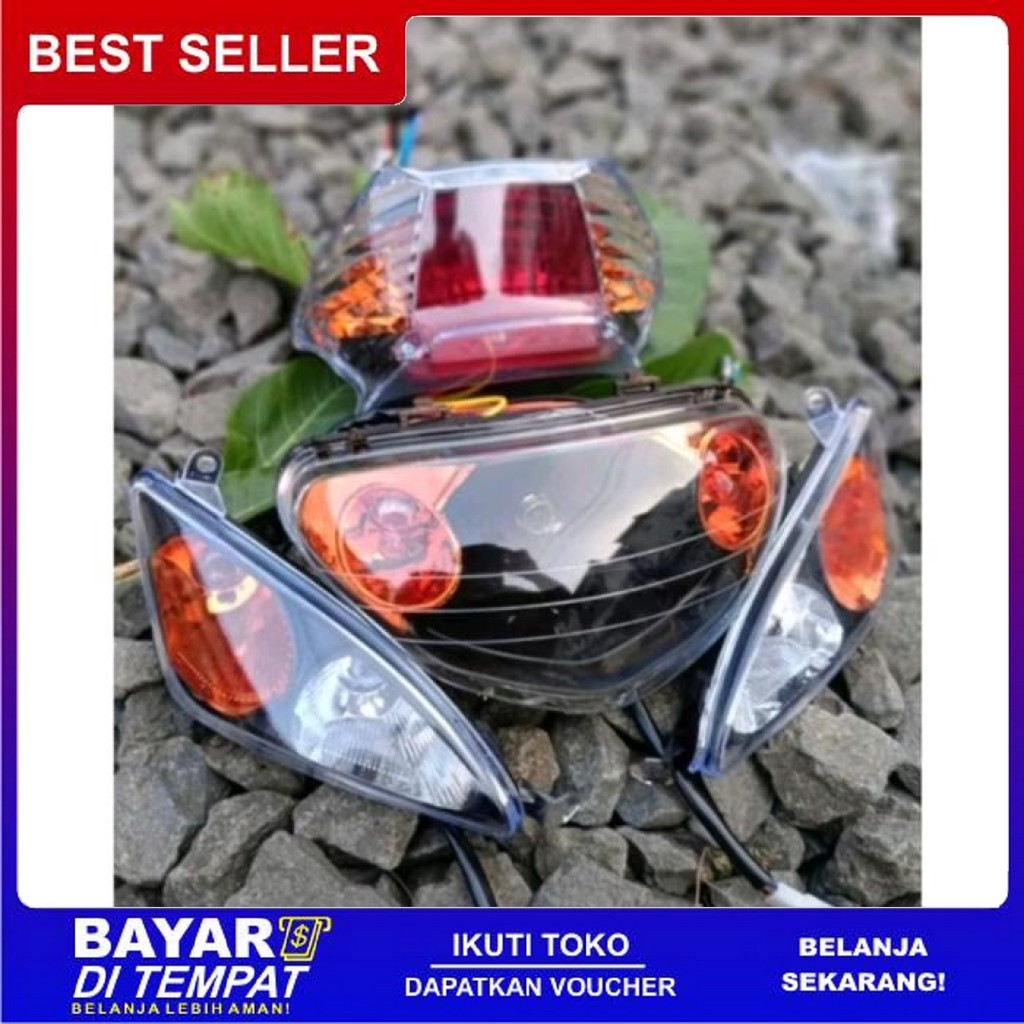 FREE ONGKIR PAKET LENGKAP CUSTOM VARIASI LAMPU DEPAN MIO SPORTY LAMA SET SEN SEPASANG KANAN KIRI DAN