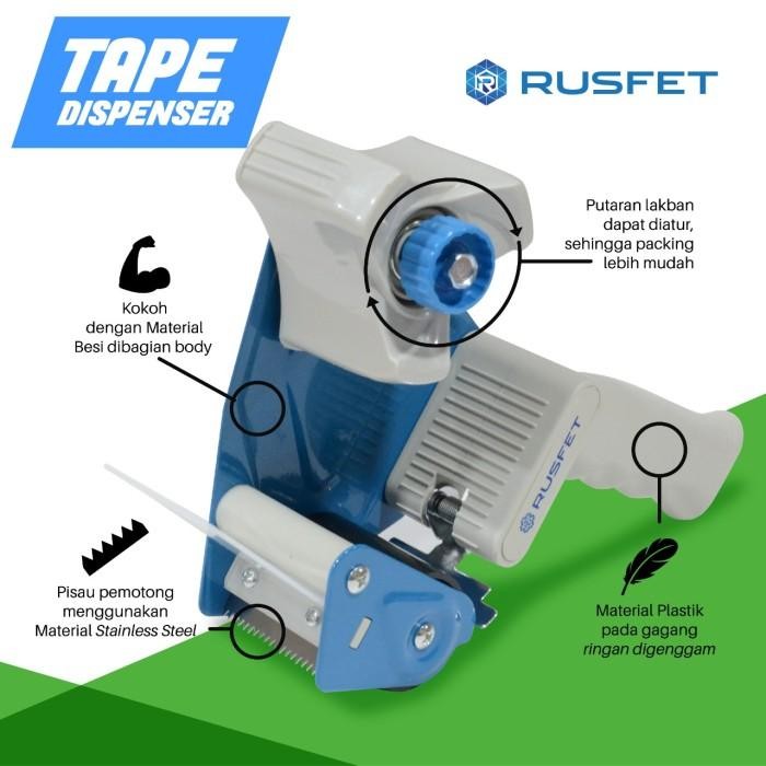 

TERBARU! TAPE DISPENSER RUSFET ALAT POTONG LAKBAN / ISOLASI - TEMPAT LAKBAN
