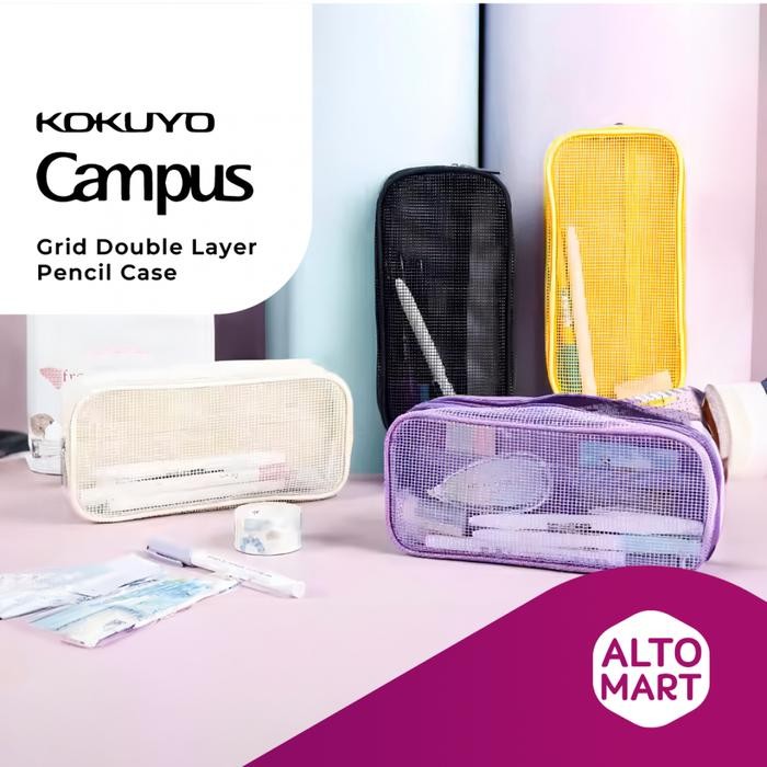 

Kokuyo Campus Grid Double Layer Large Pencil Case Kotak Pensil