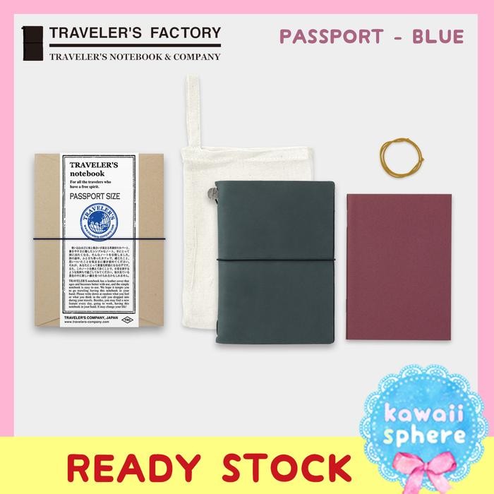 

Travelers Notebook Kit Passport Size Blue Ready Stock Handcarry Jepang Traveler's Notebook Cover +