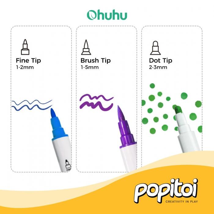 

OHUHU Acrylic Paint Markers 36 Colors Dual Tips Brush Dot Fine Tip Spidol Acrylic Warna Set Coloring