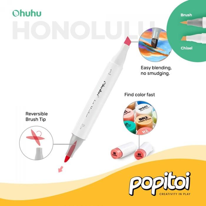 

OHUHU Honolulu & B Mid-Tone 48 Color Dual Tip Brush Fine Art Marker