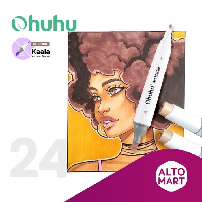 

OHUHU Kaala Skin Tone 24 Colors Dual Tip (Slim Broad & Fine) Alcohol A