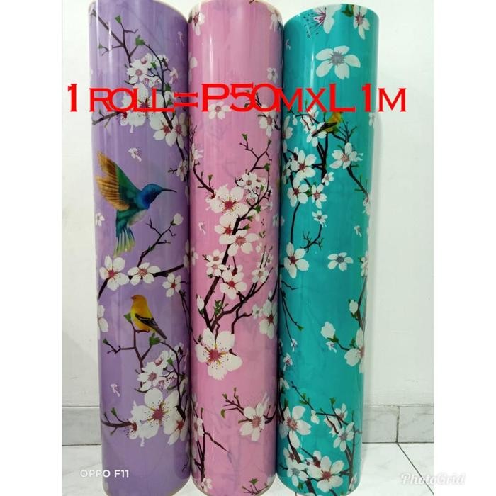 fiber viber plastik pagar motif bunga sakura (harga per 1 roll)