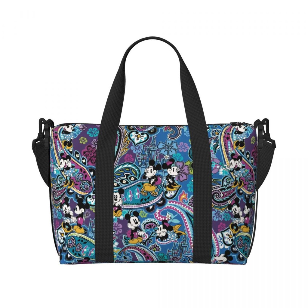 Sale Custom Large Mickey Mouse Paisley Tote Bag for Women Shoulder Shopper Gym Beach Travel Bag