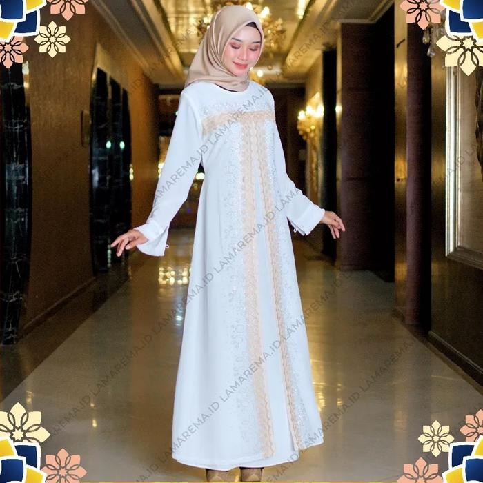 Gamis Putih Wanita Mewah Abaya Putih Turkey Mewah Baju