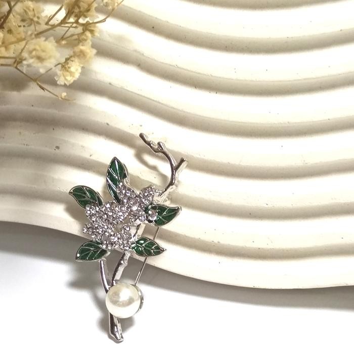 Bros Jilbab Bross Hijab Daun Hijau Aksesoris Muslimah Mewah