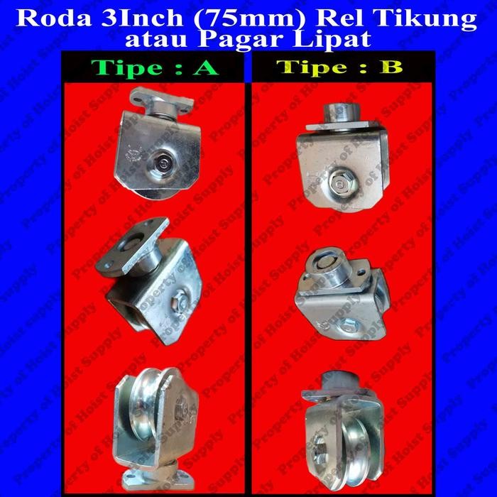RODA PAGAR PINTU SLIDING BULL BRAND 3 INCH (7,5CM) REL TIKUNG-BELOK