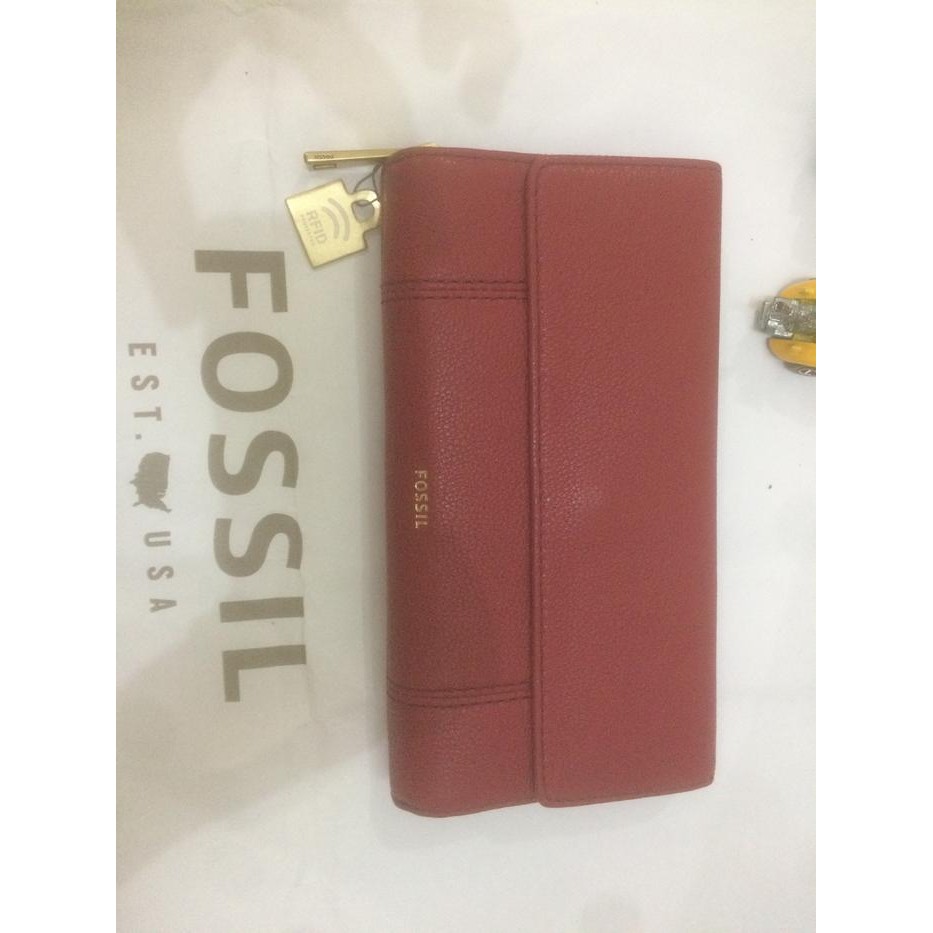 fossil original wallet jori red velvet