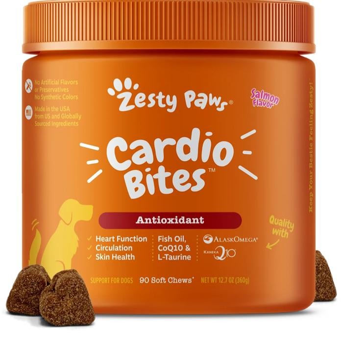 Zesty Paws Cardio Bites For Dogs Antioxidant Salmon 90 Soft Chew