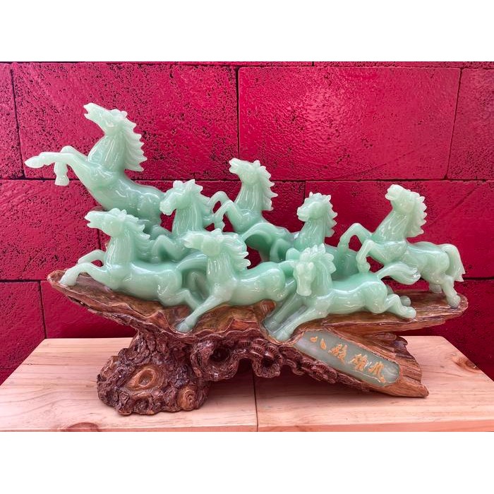 Jual [READY] Patung delapan kuda model giok. 8 kuda hijau.