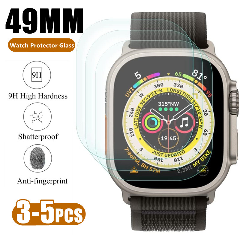 3-5Pcs Hd Ultra-Thin Tempered Glass For Apple Watch Ultra 49Mm Accessories Screen Protector Hd Film