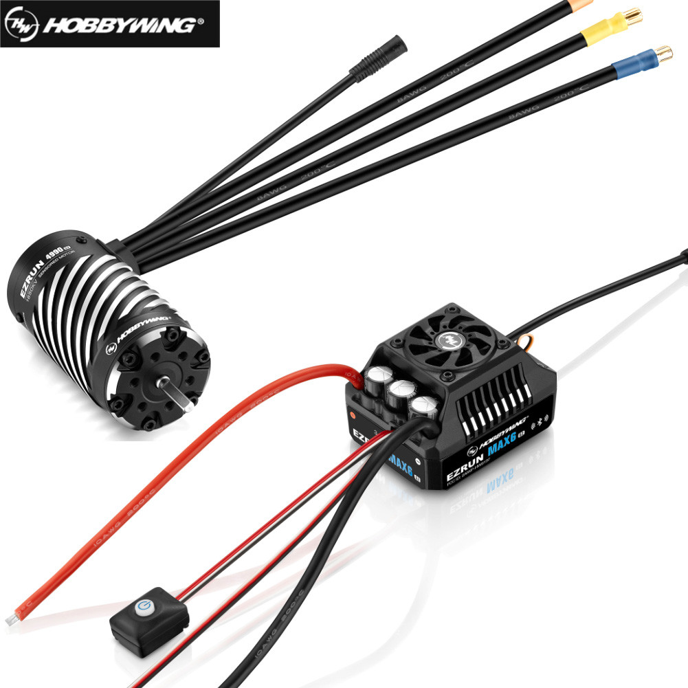 Hobbywing EZRUN MAX6 G2 200A 3-8s Brushless Sensored ESC w/ EZRUN 4990SD 5690SD G2-1650KV 1250KV Mot