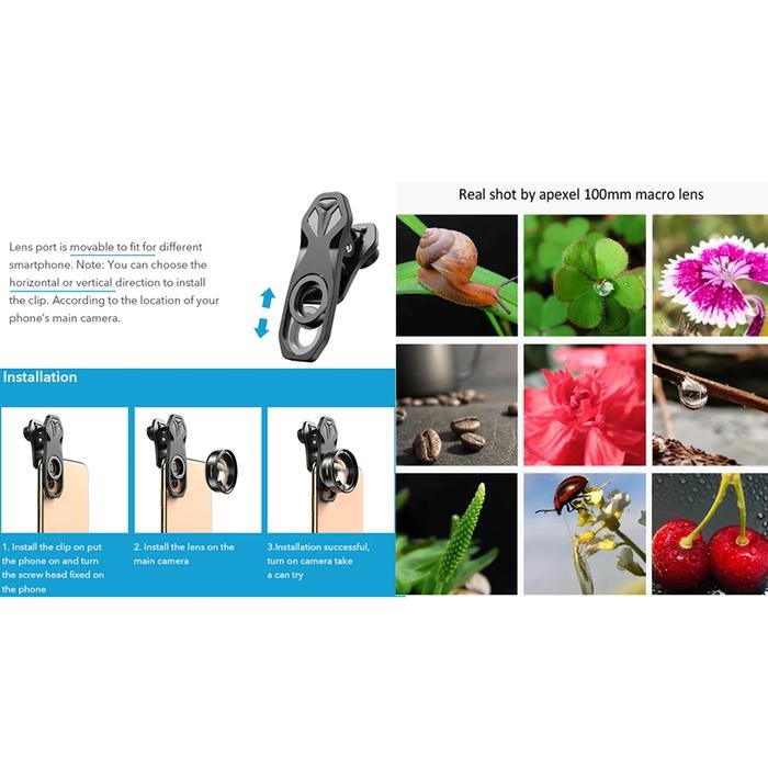 Apexel Lensa Macro 100mm 4K HD