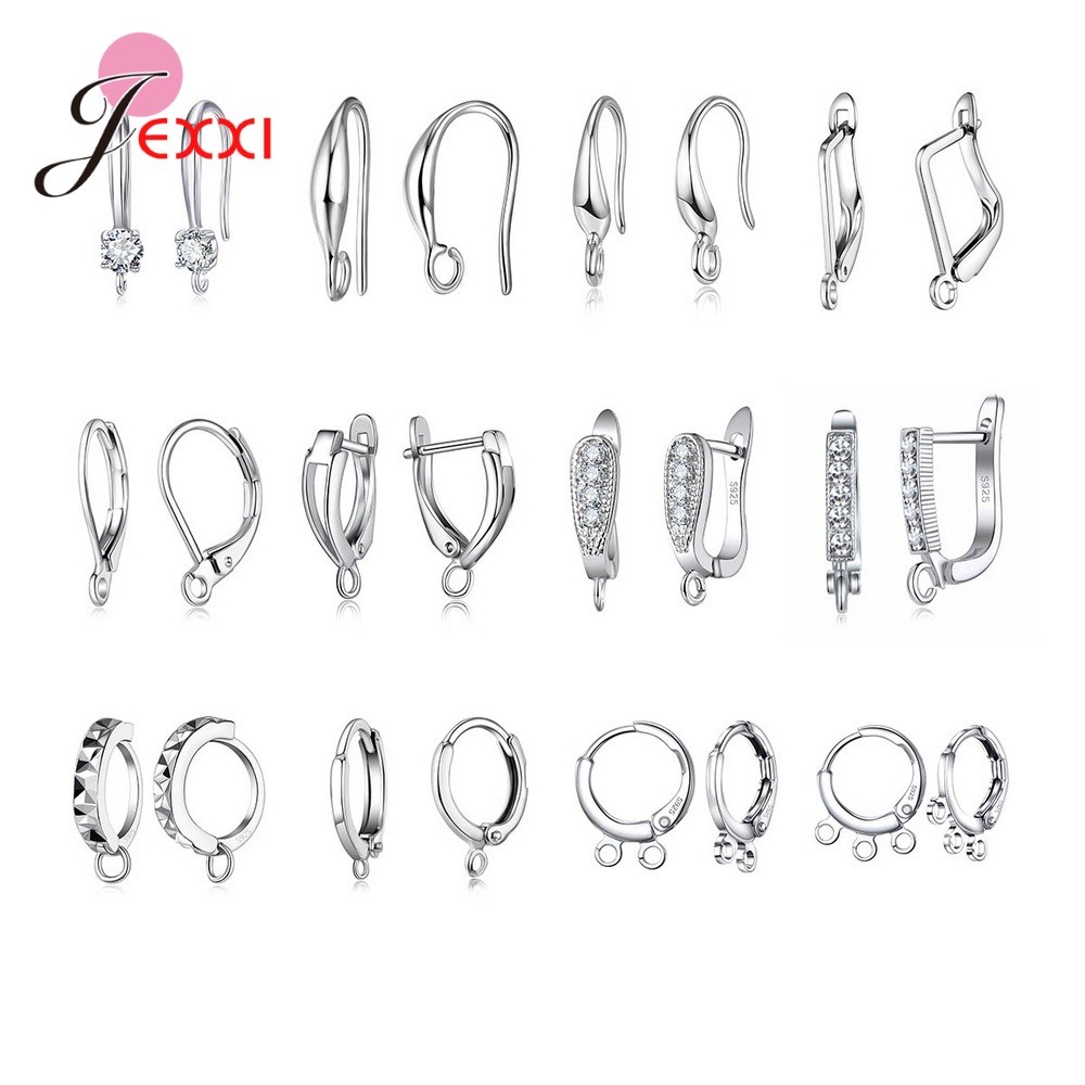 925 Sterling Silver Findings Diy Earring Hooks Wire Settings Base Drop Hoops Earrings Accessories