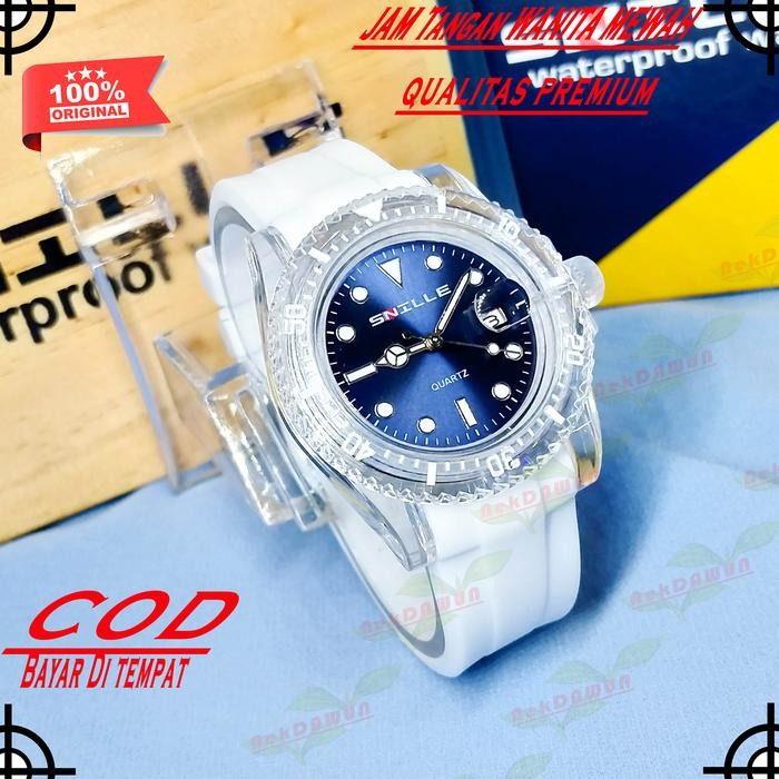 Jam Tangan Wanita Mewah Cewek Anti Air Warna Pink Dan Ungu Original Snille Tali Rubber Water Resist