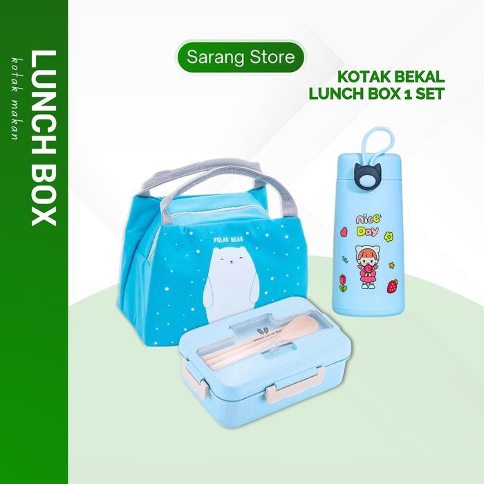 Kotak Tempat Makan Bekal Anak Sekolah TK SD Perempuan Laki Laki Lunch Box Set Tas Karakter Botol