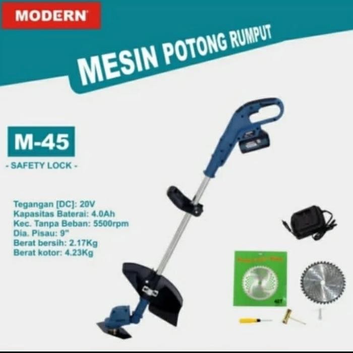 Modern M45 M 45 Mesin Potong Rumput Batre Cordless 20 V
